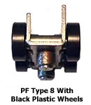 Panelfold Type 8 with with 1-9/16 in. diameter x 1/2 in. wide black plastic wheels.